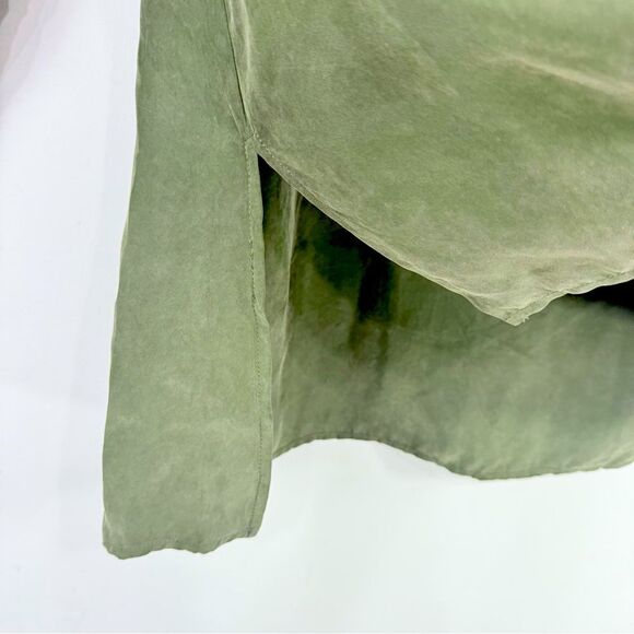 Alex Garfield Hunter Green Button Up Long Sleeve Cupro Tunic Blouse - Picture 12 of 16
